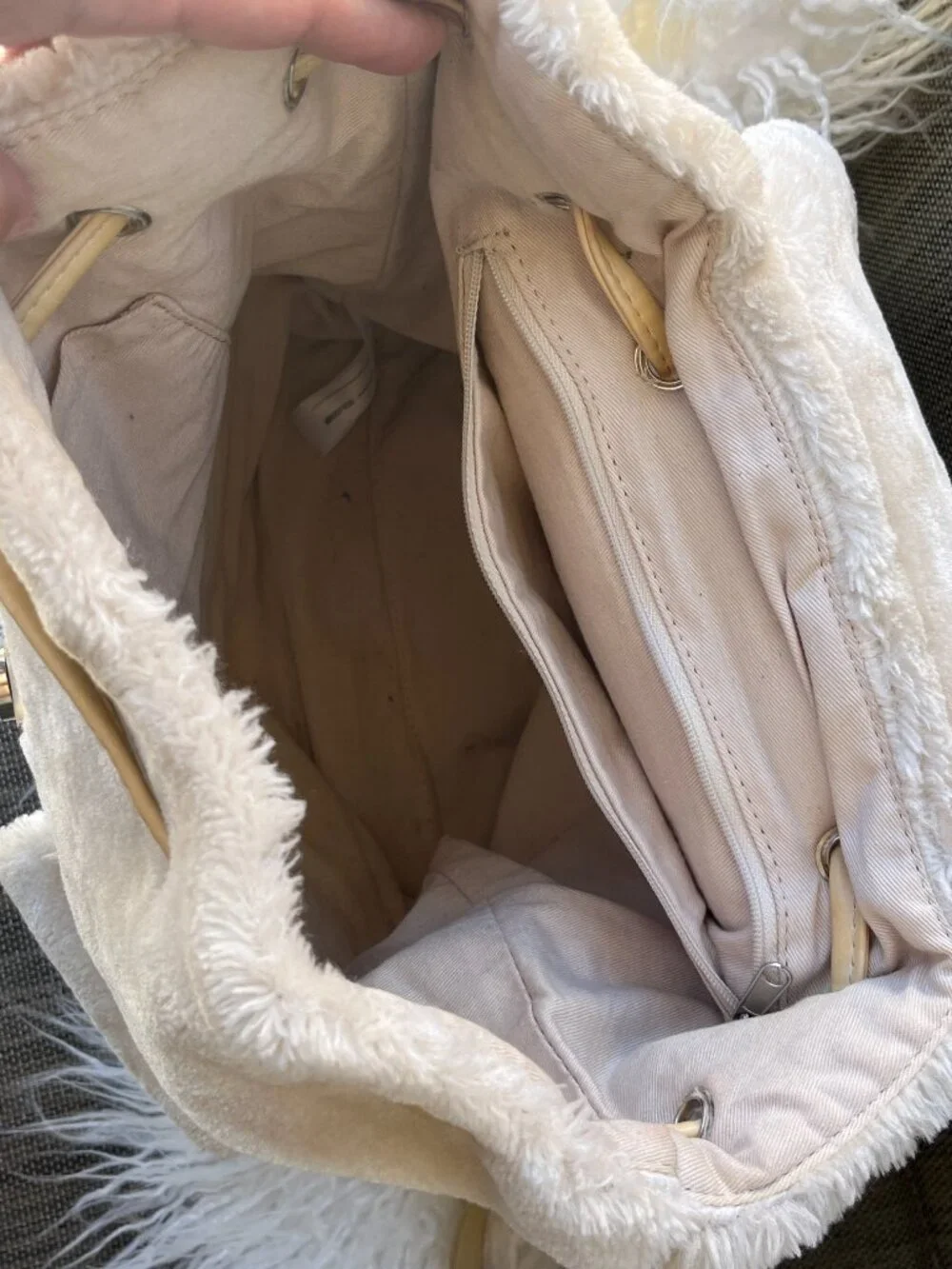 Urban Outfitters Plush Fuzzy Cream Sherpa Flap Backpack Bag